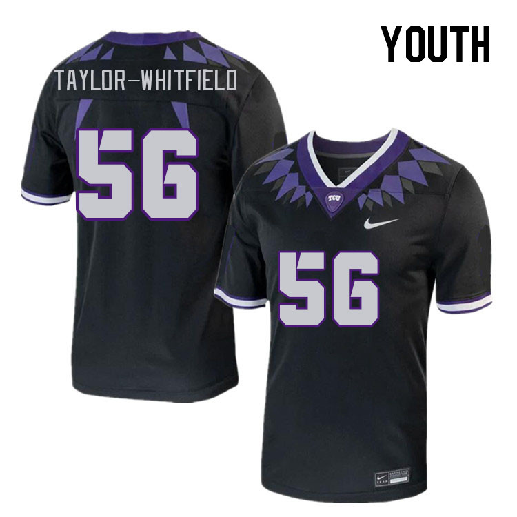 Youth #56 Ben Taylor-Whitfield TCU Horned Frogs 2023 College Footbal Jerseys Stitched-Black - Click Image to Close